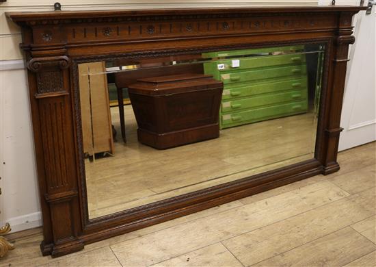 A late Victorian oak overmantel W.192cm